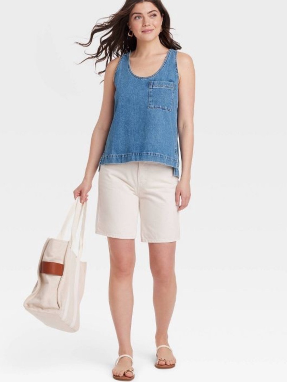 Universal Thread Denim Tank Top in Medium Blue